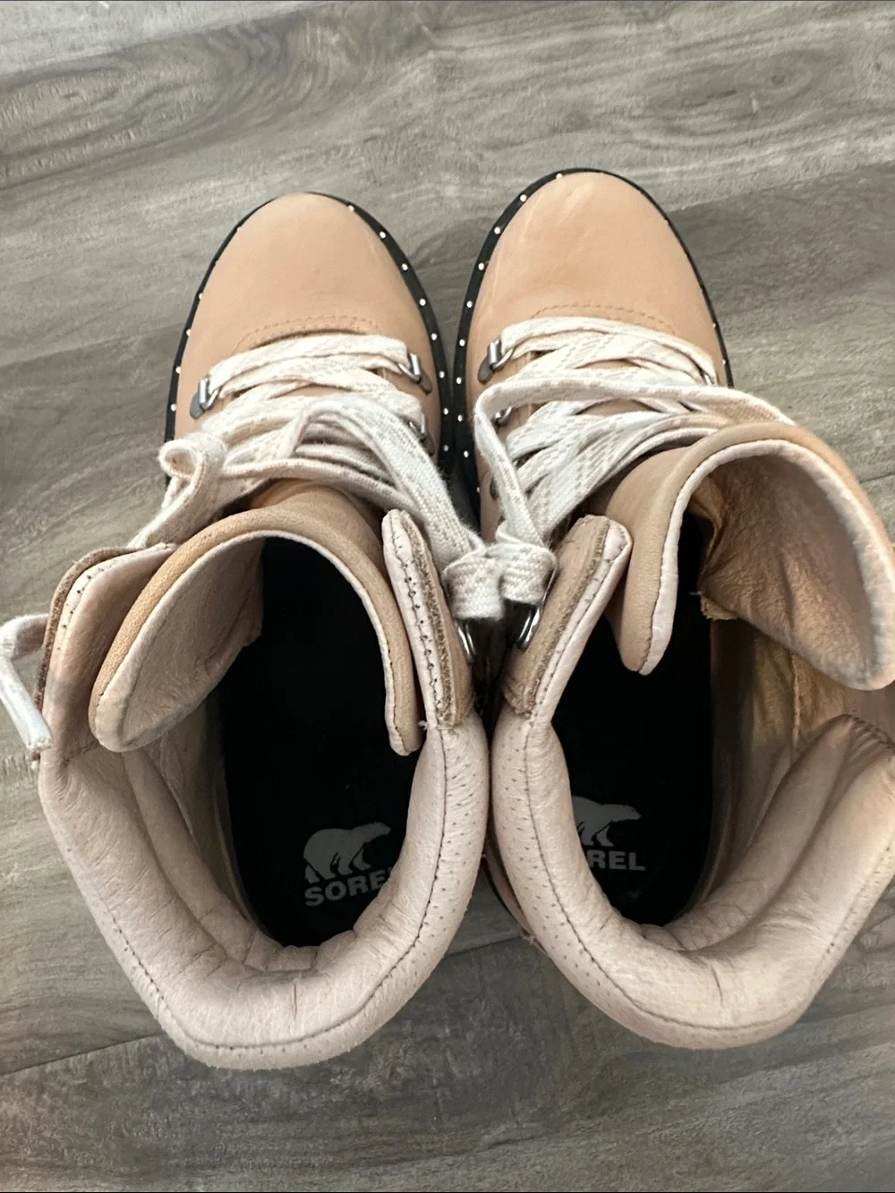 Sorel Beige Lace-Up Studded Trim Boots - Picture 7 of 7